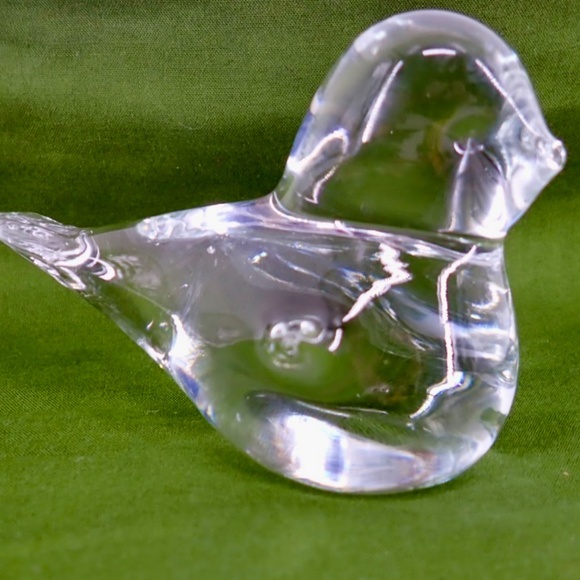 Art Glass Bird Figurine Hand Blown Clear Mid Century Modern 4.5” x 2" MCM 10 oz - Picture 2 of 16